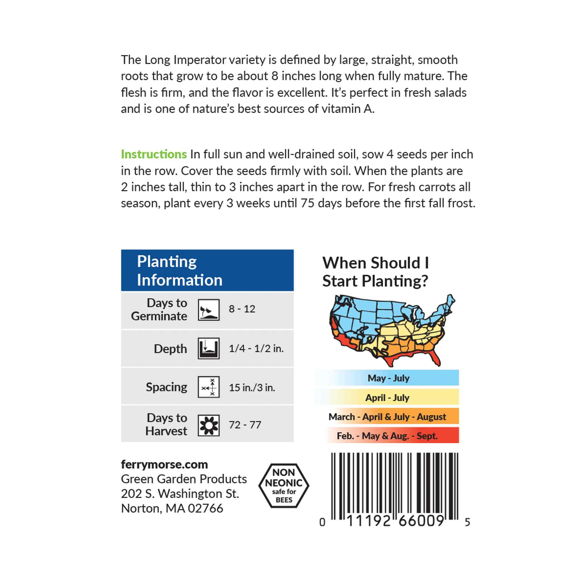 Ferry-Morse carrot long imperator seed packet